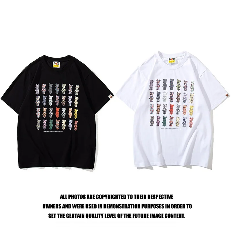 

100% Cotton Wholesale BAPE Future Ape Man 28th Anniversary Limited 28 Color Matching Camouflage Bear Short-Sleeved T-shirt Men