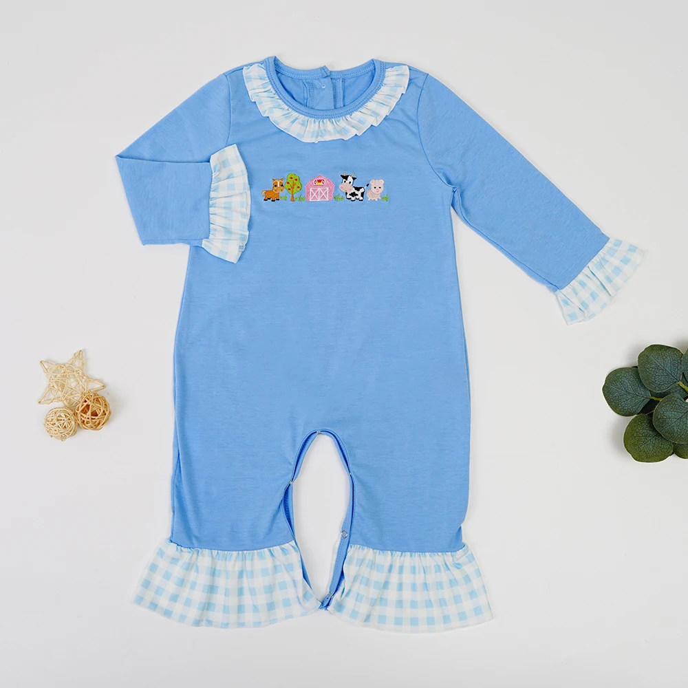 

Toddler Romper Babi Girls Clothes Cute Animals Embroidery Bodysuit Long Outfit Sleeve One Piece Pants Bluey Jumpsuit For Girl
