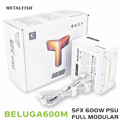 Блок питания METALFISH SFX 600 Вт, белый, полностью модульный для шасси Mini ITX, маленький компактный корпус компьютера, вход 100/220 В