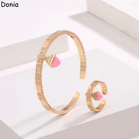donia jewelry european and american fashion copper micro inlaid aaa zircon gemstone bracelet set creative luxury open ring set