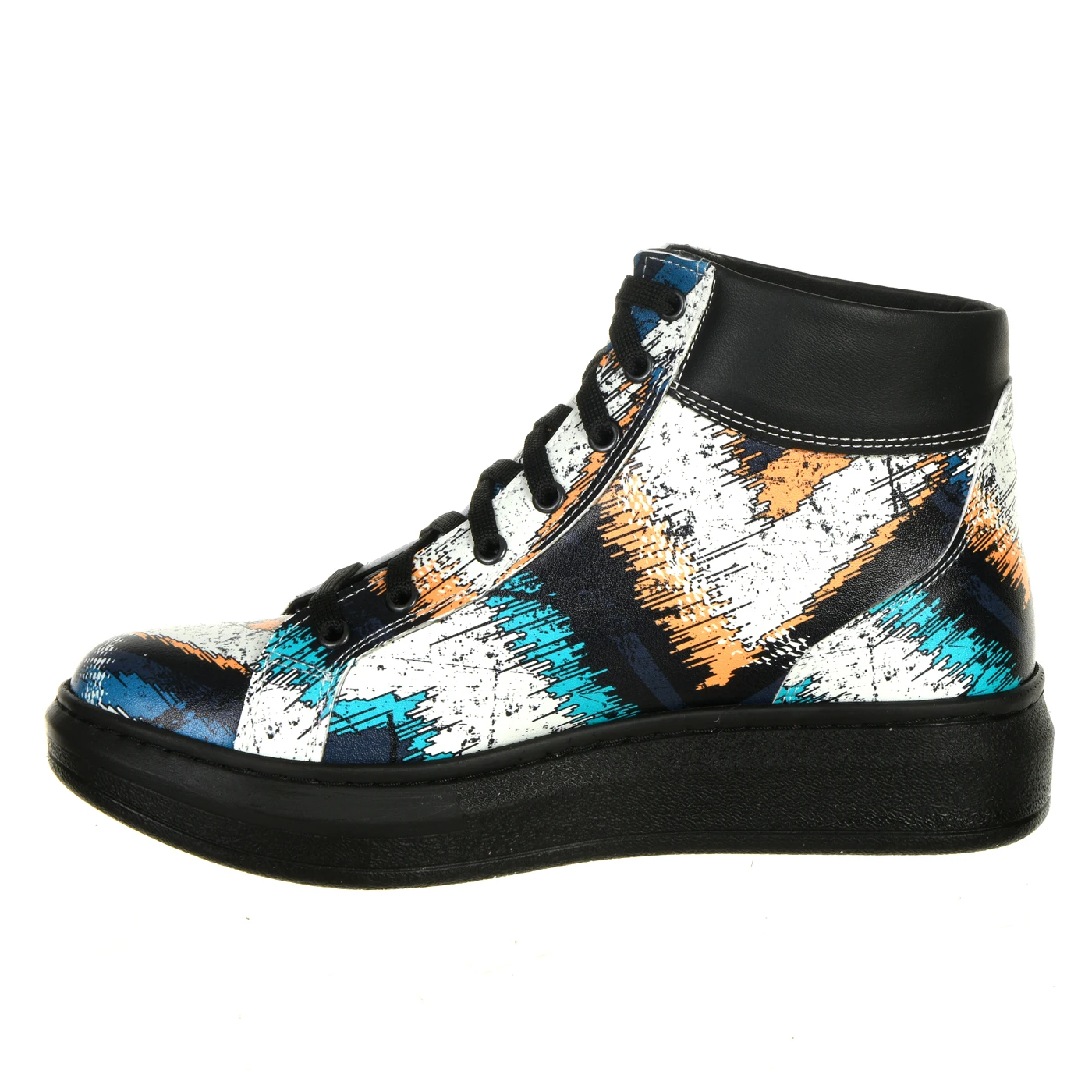 7325 разноцветные ботинки на плоской подошве