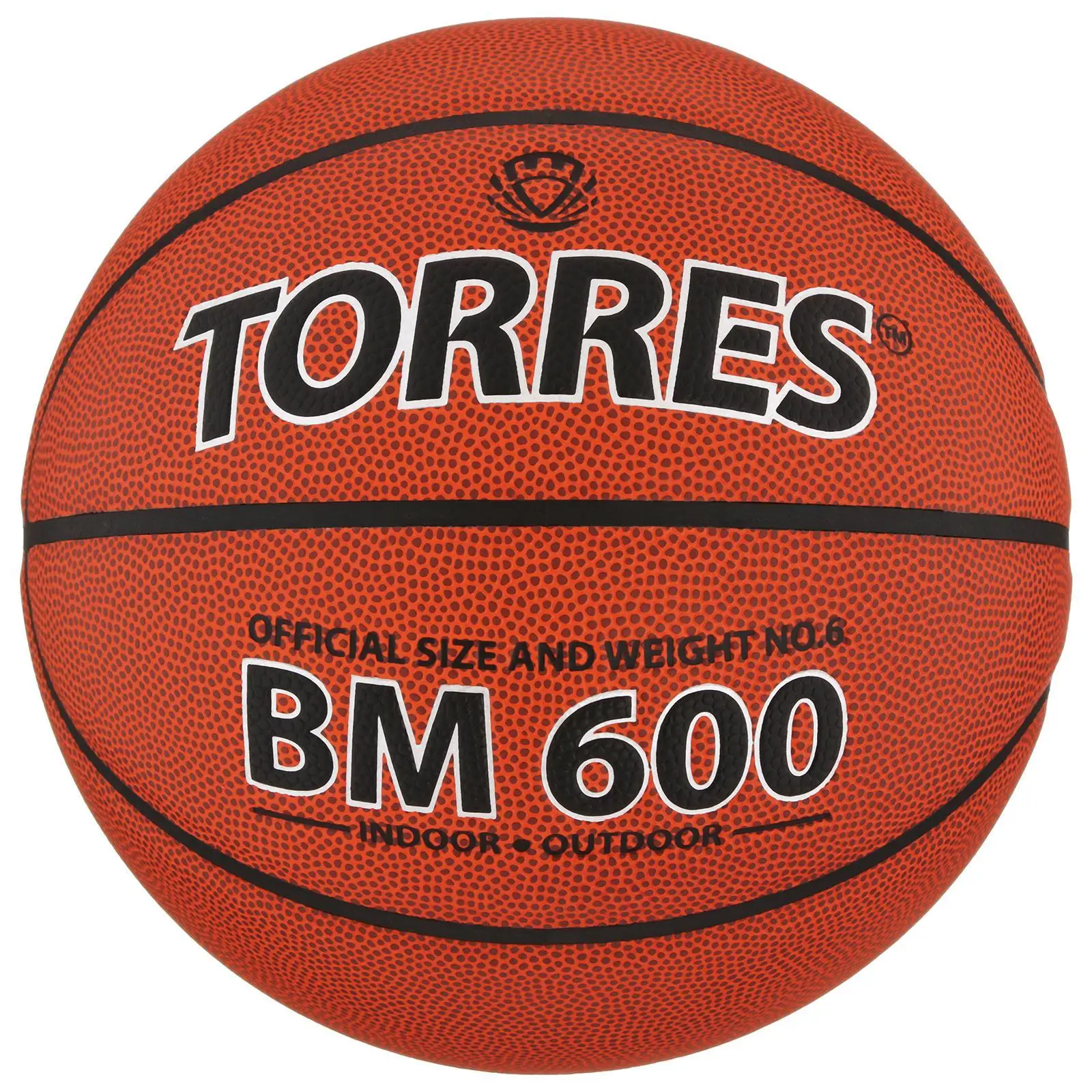 Мяч баскетбольный Torres BM600, B10026, PU, клееный, 8 панелей, размер 6 588027s