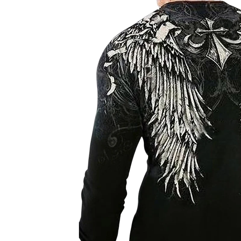 Мужская футболка с принтом крыльев в готическом стиле Винтажная панк уличная