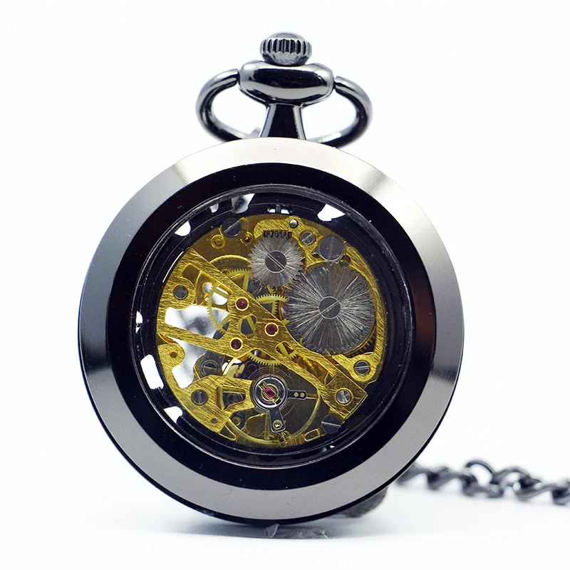 Automatic Mechanical Pocket Watch Steampunk Retro Copper Watches Fob Chain Pendants Men Women relojes de bolsillo
