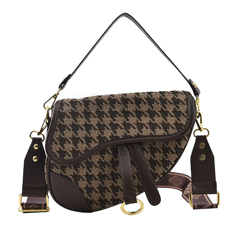 

Fashion Saddle Women Bag Trend Female Shoulder Bag High Quality Casual Hasp Canvas Material Cross Body Handbag Purse For Women