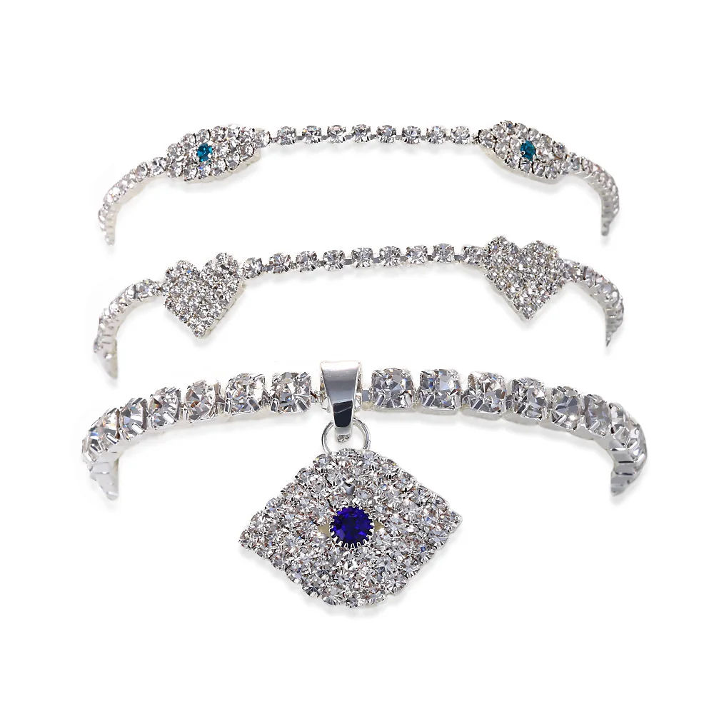 

Браслеты на ногу Stonefans Стразы от сглаза оптом ювелирные изделия для женщин 3 шт./компл. богемный браслет на ногу в форме сердца теннисной цепи