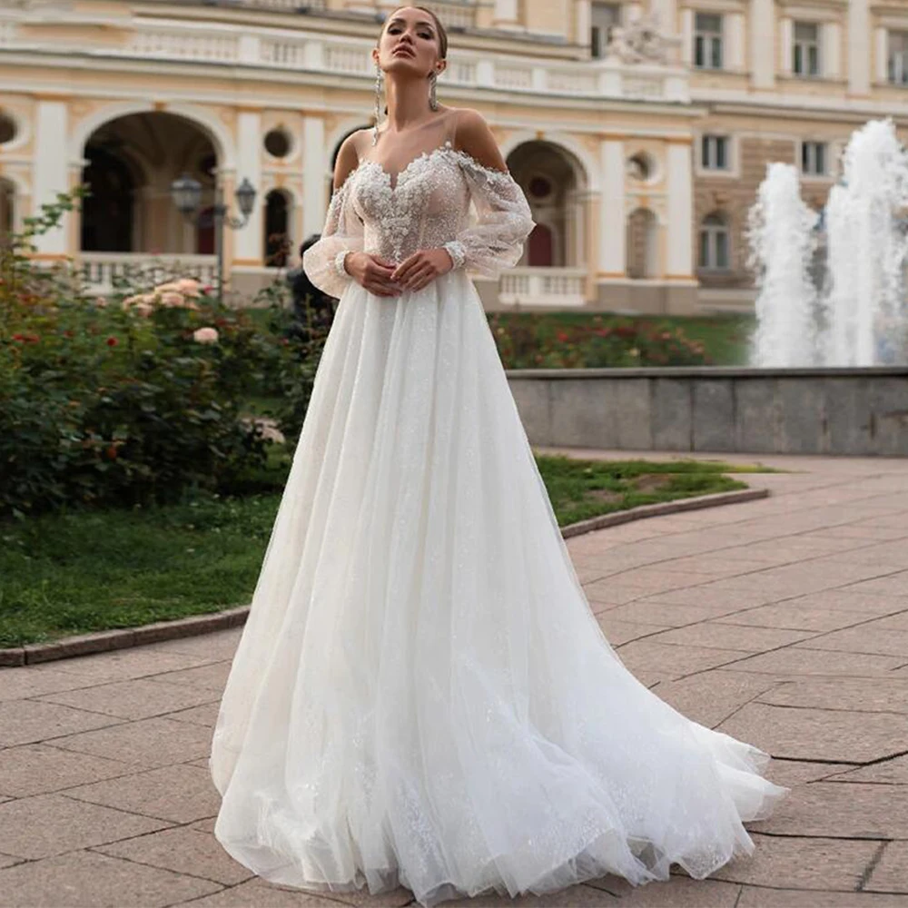 

Boho Elegant Generous Round Neck Lace Appliqués Sexy Tulle Backless Beach Wedding Dress Factory Custom Vestidos De Novia