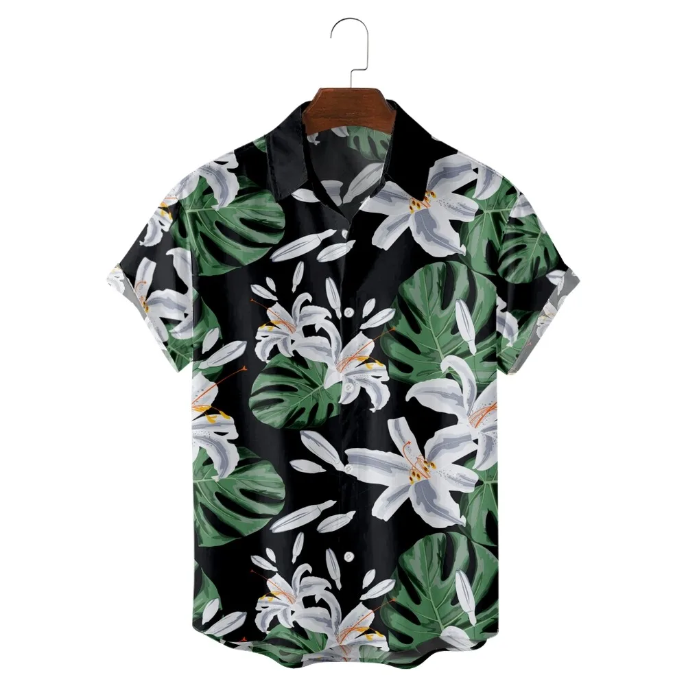 

2022 Exotic Tropical Lily Pattern Print Shirts, Fashion Casual Hawaiian Beach Style, Summer Shirts For Men