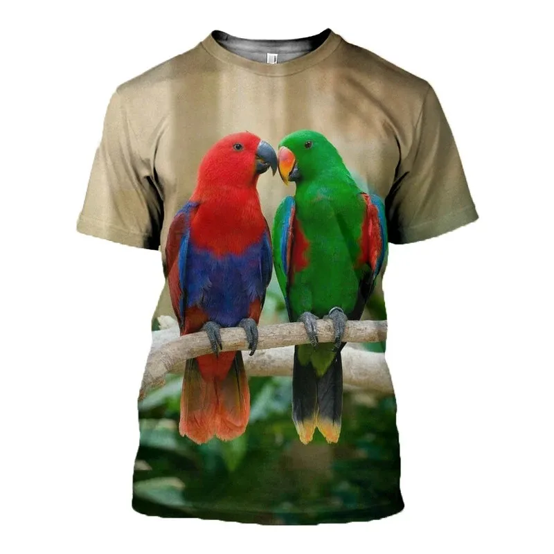 

Футболка Мужская/женская с 3d-рисунком попугая, модная крутая Повседневная Уличная одежда с коротким рукавом и круглым вырезом, лето