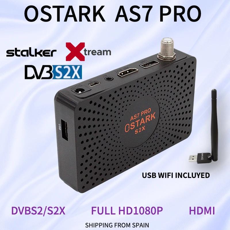 Спутниковый ресивер oстарк AS7 Pro DVB-S/S2/S2X D 1080P H.265 USB WIFI включен HEVC YouTube Xtream Stalker
