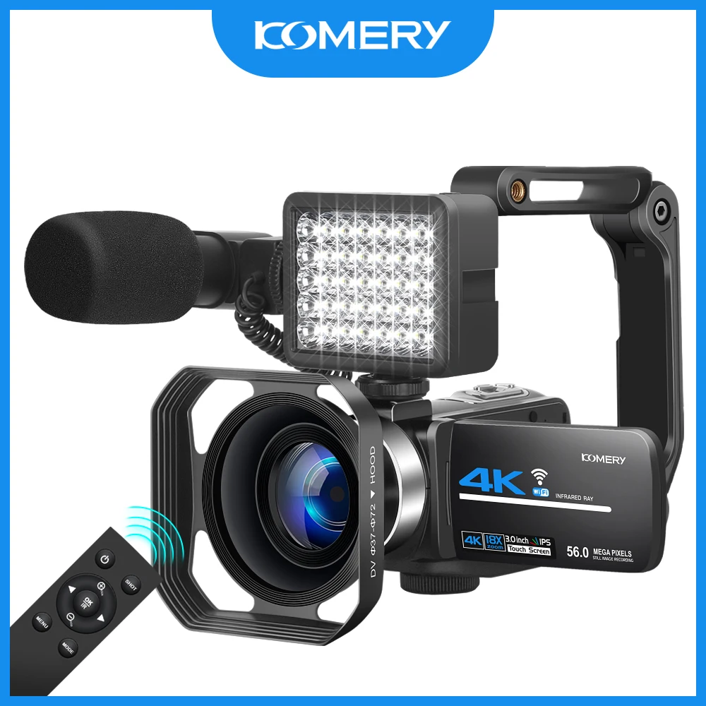 

KOMERY 4K Camcorder Video Camera Web Camera YouTube Live Stream Night Vision Camcorders 56MP Wifi Digital Video Camera