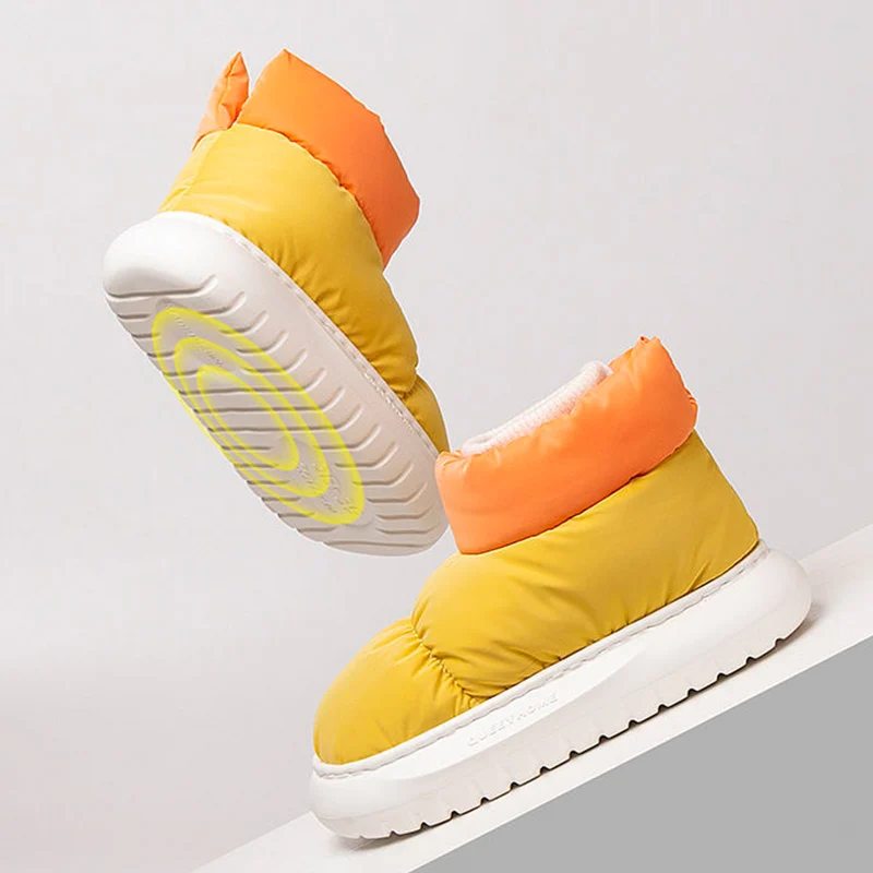 

Women Contton Shoes 2022 Plush Warm Slippers Winter Snow Boots for Women Outdoor Ankle Boots Female Puffer Home Slippers Men