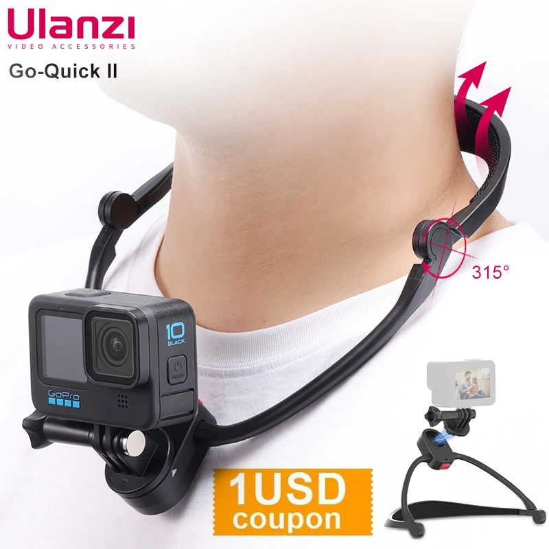 Ulanzi Go-Quick II Neck Hold Mount for GoPro Hero 11 10 9 8 7 6 5 Insta360 DJI Osmo Action Smartphone Magnetic GoPro Accessories