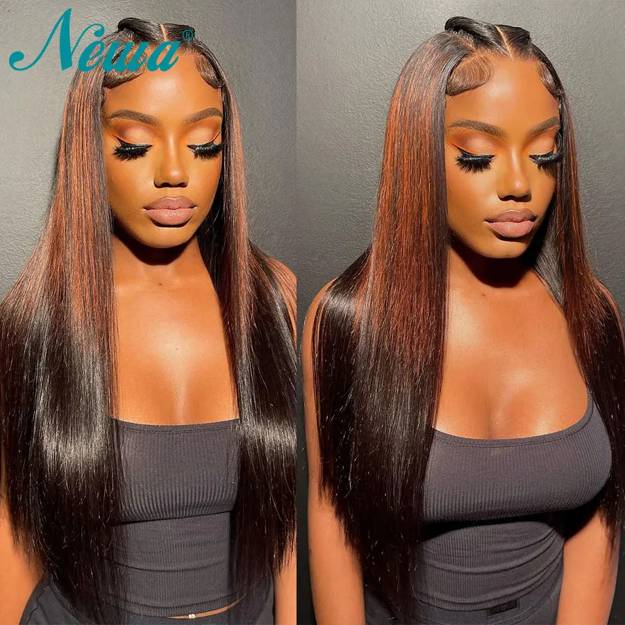 

New Arrivial Colored Human Hair Wigs Straight Transparent Lace Frontal Wig 13x6 Brown Ombre Long Lace Front Wig Remy Closure Wig