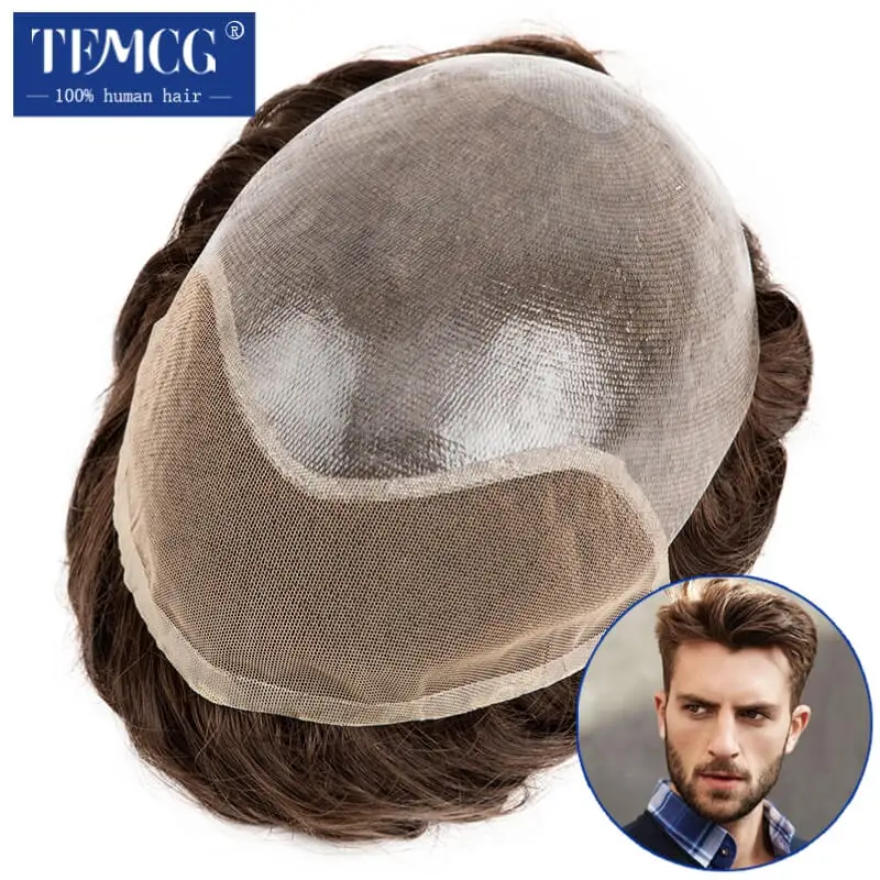 Bio Toupee Men Invisible Hairline Men's Wigs Male Hair Prosthesis 100% Natural Human Hair Replacement System Unit Wigs For Men