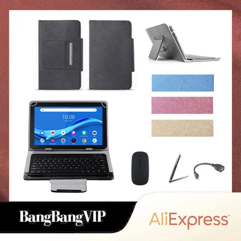 

For Lenovo Tab M10 FHD Plus 2nd Gen TB-X606F Tablet Universal Bluetooth Wireless Mouse Keyboard Stand Cover Case