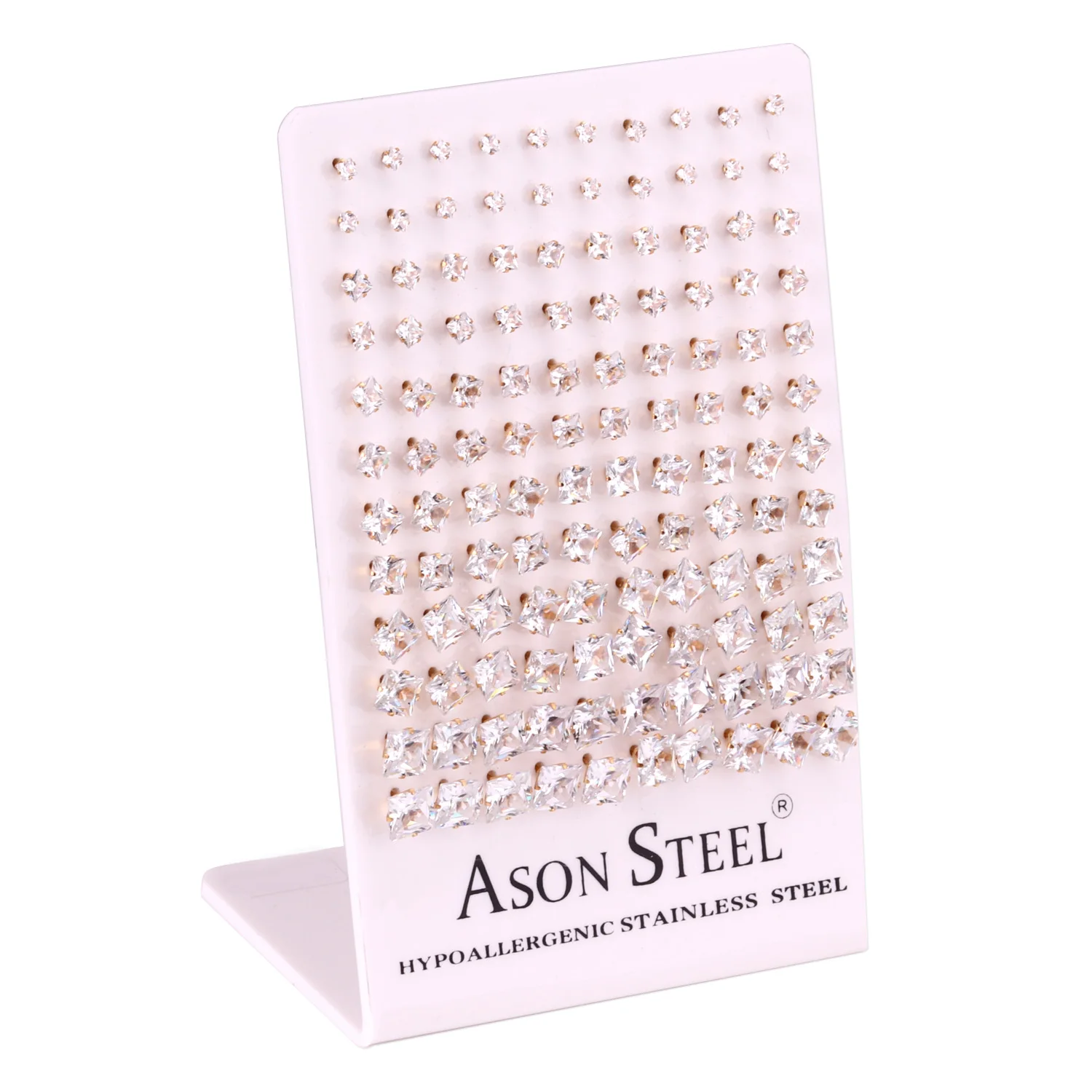 

60 Pairs Square Cubic Zirconia Stud Earrings Crystal Small Earrings Gold Silver Stainless Steel for Women Girl Fashion Jewelry