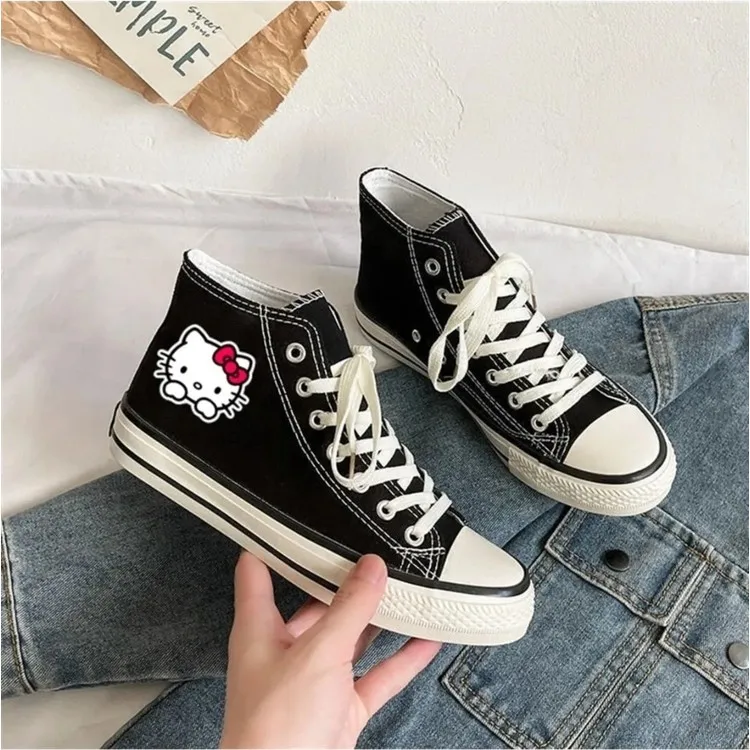 Violon Черная парусиновая обувь Converse с принтом Hello Kitty