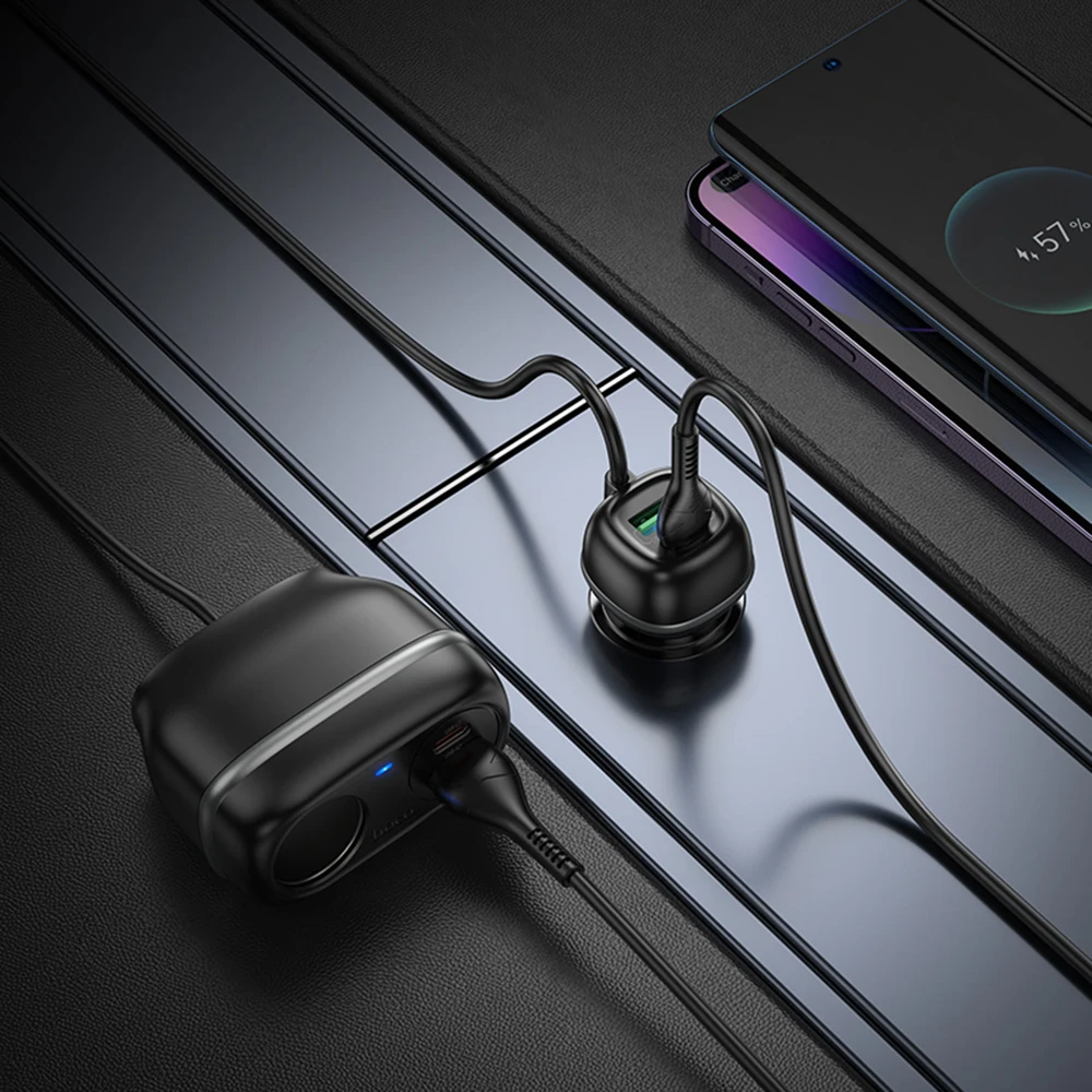 HOCO 96W 2C2A Автомобильное зарядное устройство USB для быстрой зарядки QC3.0 Supercharge FCP iPhone