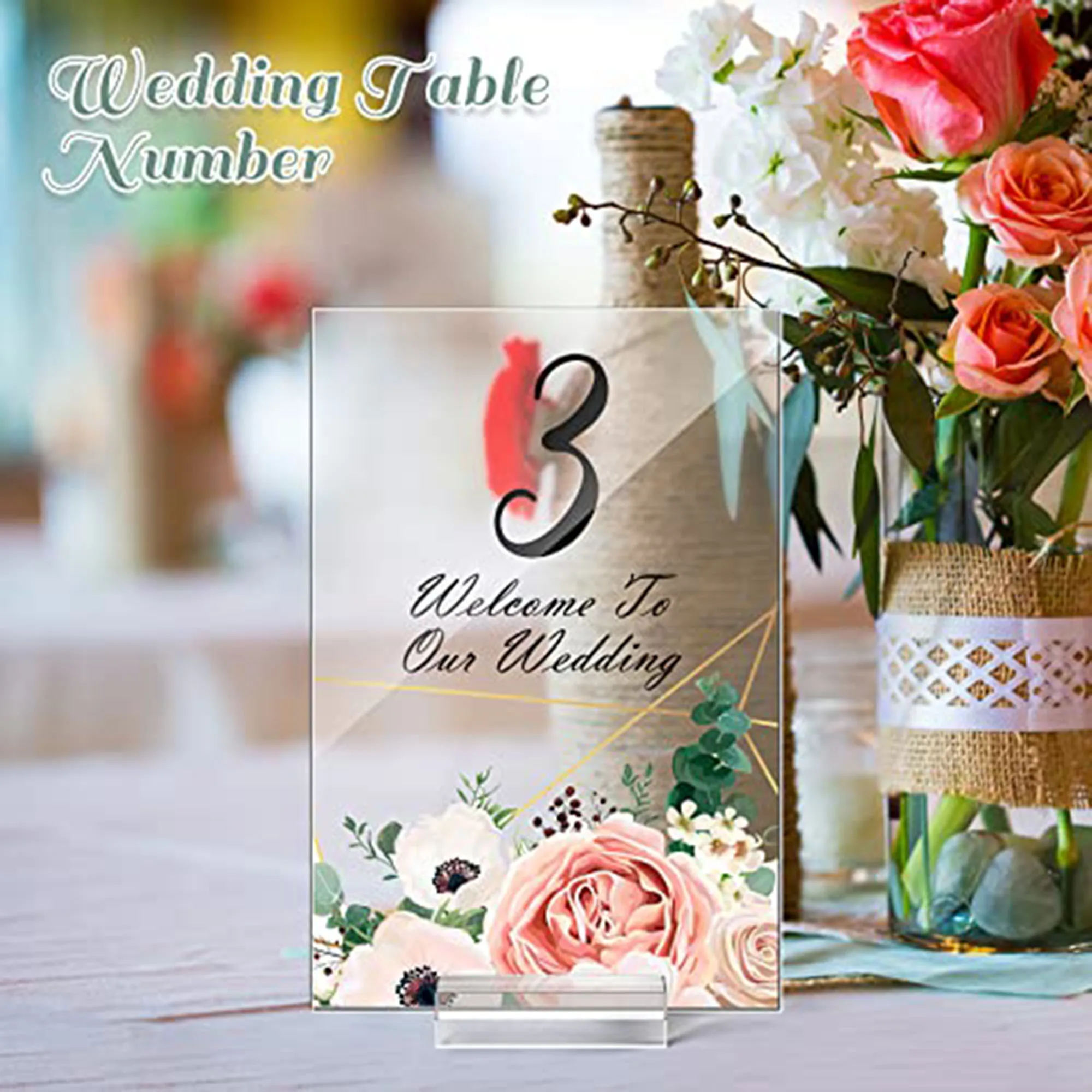 

Clear Acrylic Place Cards Holder Wedding Table Numbers with ​DIY Table Name Cards Plates for Wedding Reception Banquet Decors