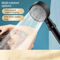 bathroom shower head pressurized large water output household with stop button 5 speed adjustable water heater shower head