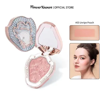 Flower Knows Unicorn Embossed Blush Natural Cheek Blusher Makeup 6 Colors 5g