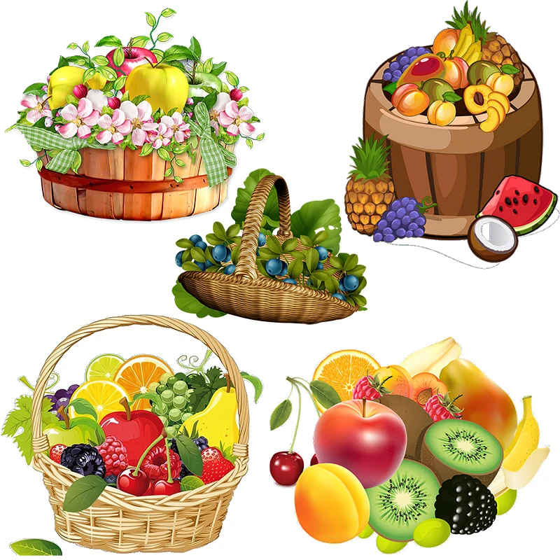 

Three Ratels CO39 Pastoral color fruit basket self-adhesive wall sticker kitchen refrigerator decoration decal