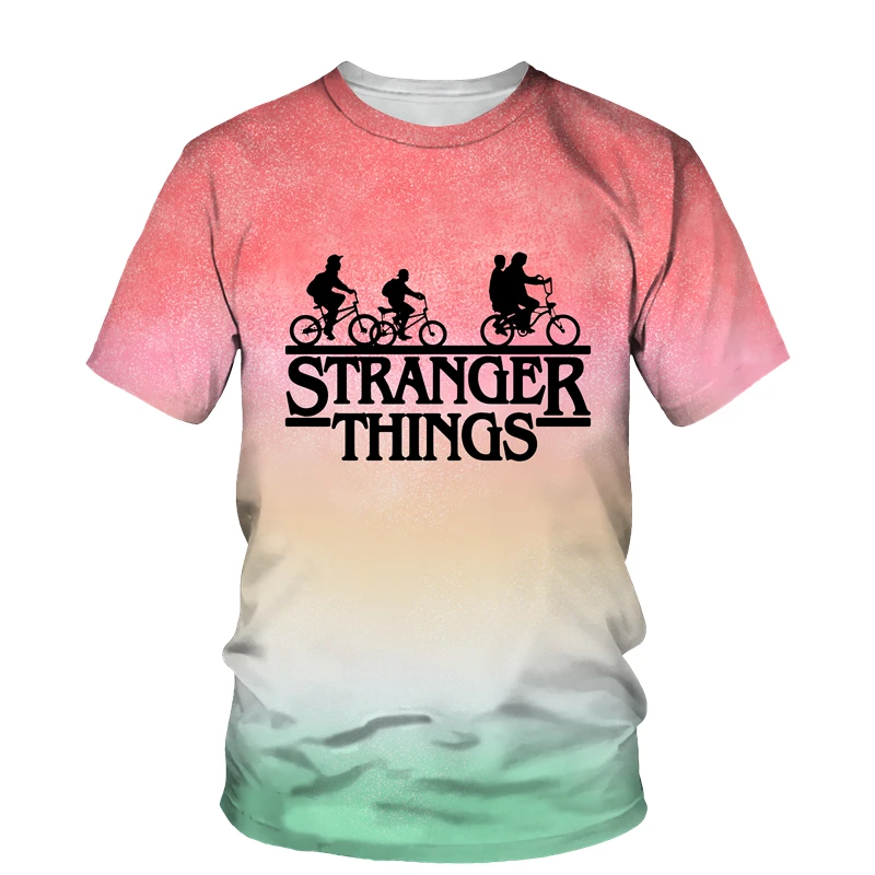 

Fashion Stranger Things Printed Women's Tie Dye Print T Shirt Gradient Color T- Shirt Women Blouses Short Sleeve Men's T-shirts