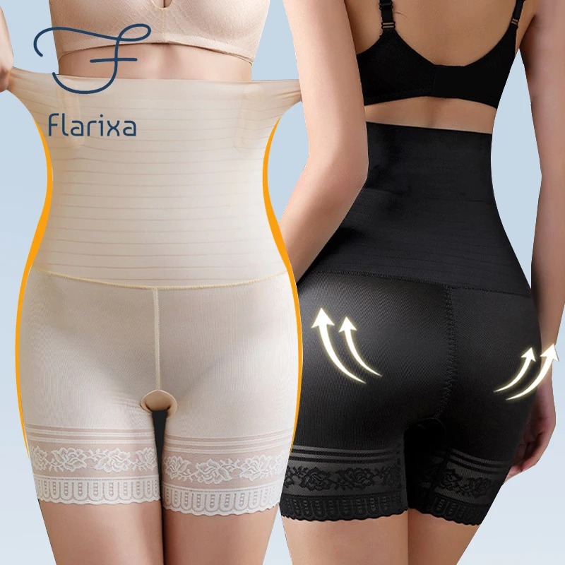 

Женские трусики Flarixa с высокой талией, корректирующие плоский живот, дышащие безопасные бесшовные шорты из вискозы под юбку, Корректирующее белье