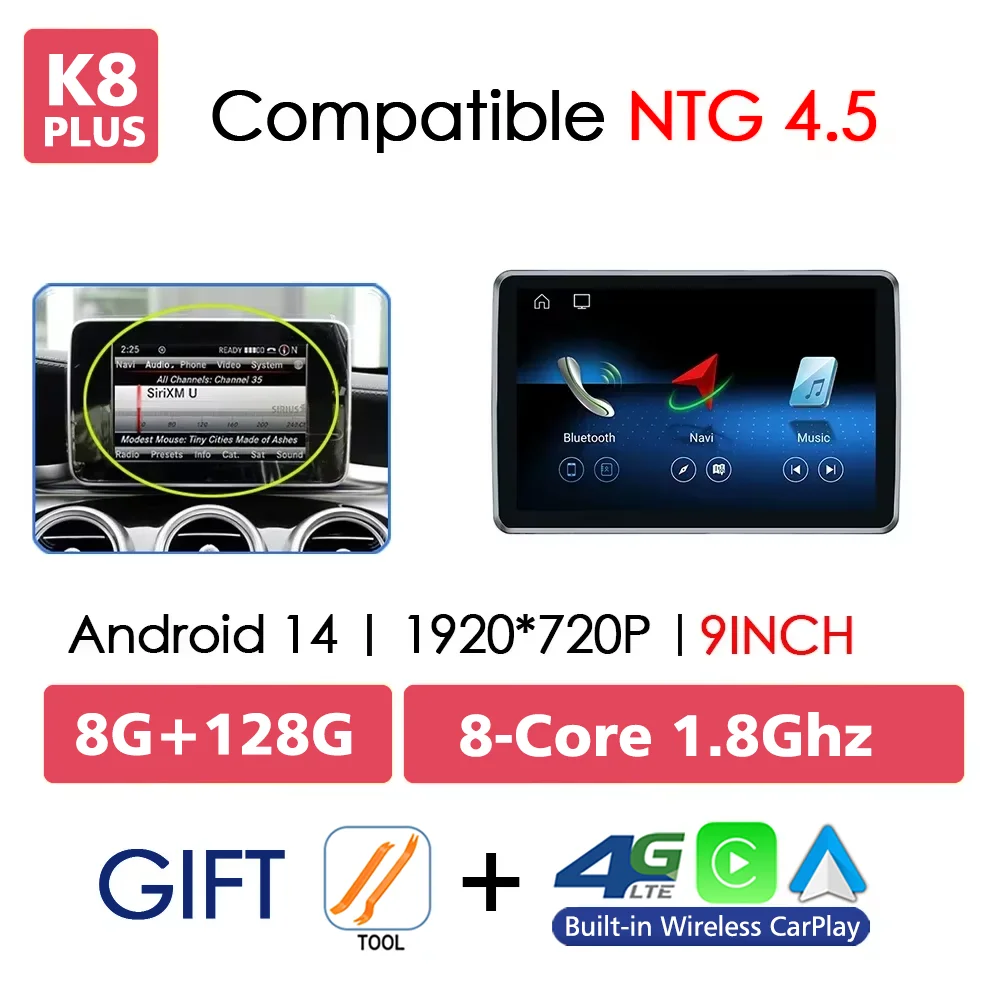 

Беспроводной экран CarPlay Android 14, для Mercedes Benz ML GL GLE Class W166 X166, GPS, Android, автомобильный мультимедийный плеер, радио Navi