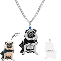 customized pet engraved photo stainless steel necklace personalized birthstone jewelry picture pendant dog cat tag portrait gift
