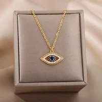 2022evil eye blue rhinestone pendant necklace devils eye 2022 new fashion vintage gothic punk jewelry female gifts dropshipping