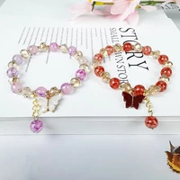 japan korea pink crystal women bracelet butterfly cz bracelet for girls teens party jewelry gift goth accessories dropshipping