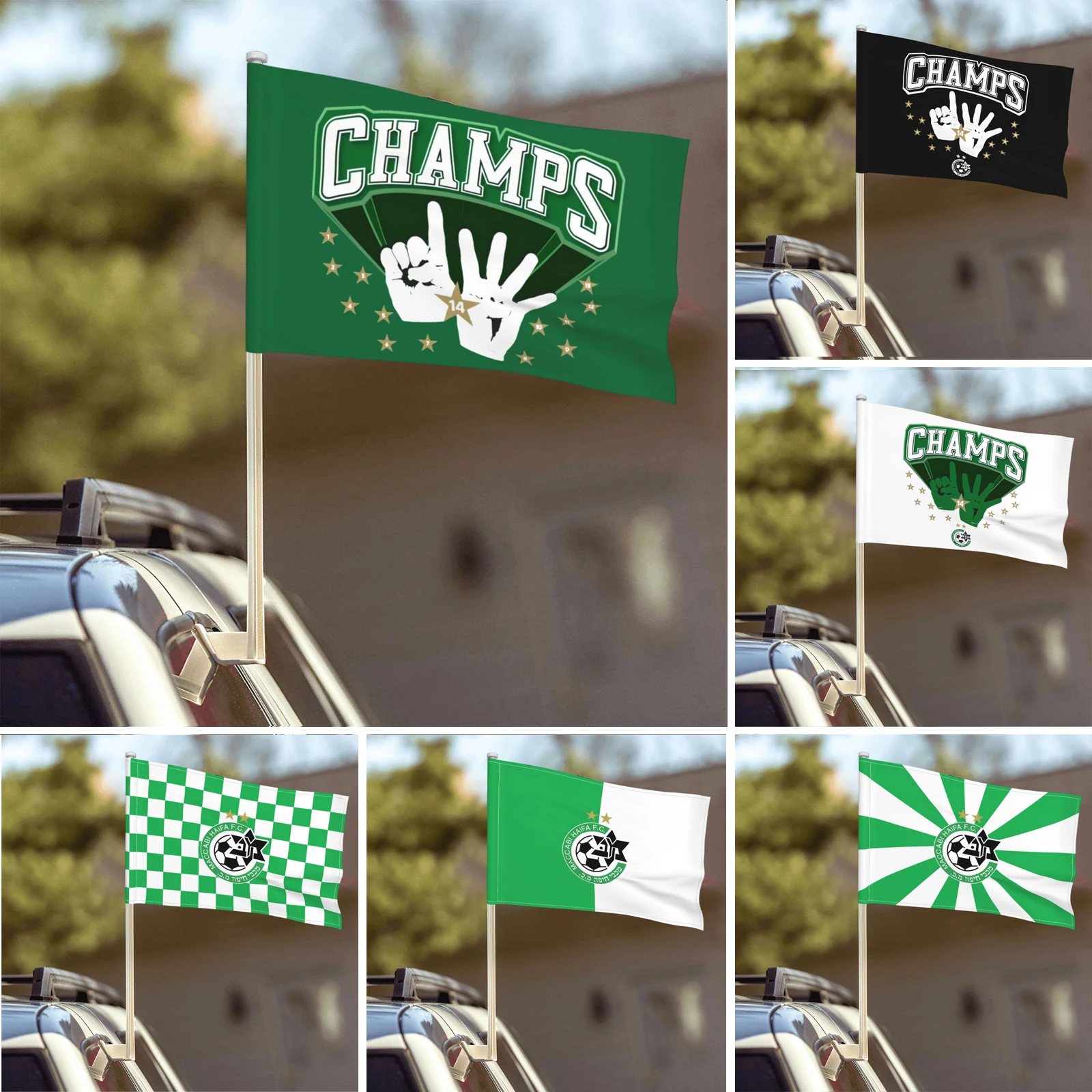 

Флаг Maccabi Haifa Fc In the Breeze флаг автомобиля-двусторонние крючки на окно автомобиля флаг, 12x18 дюймов