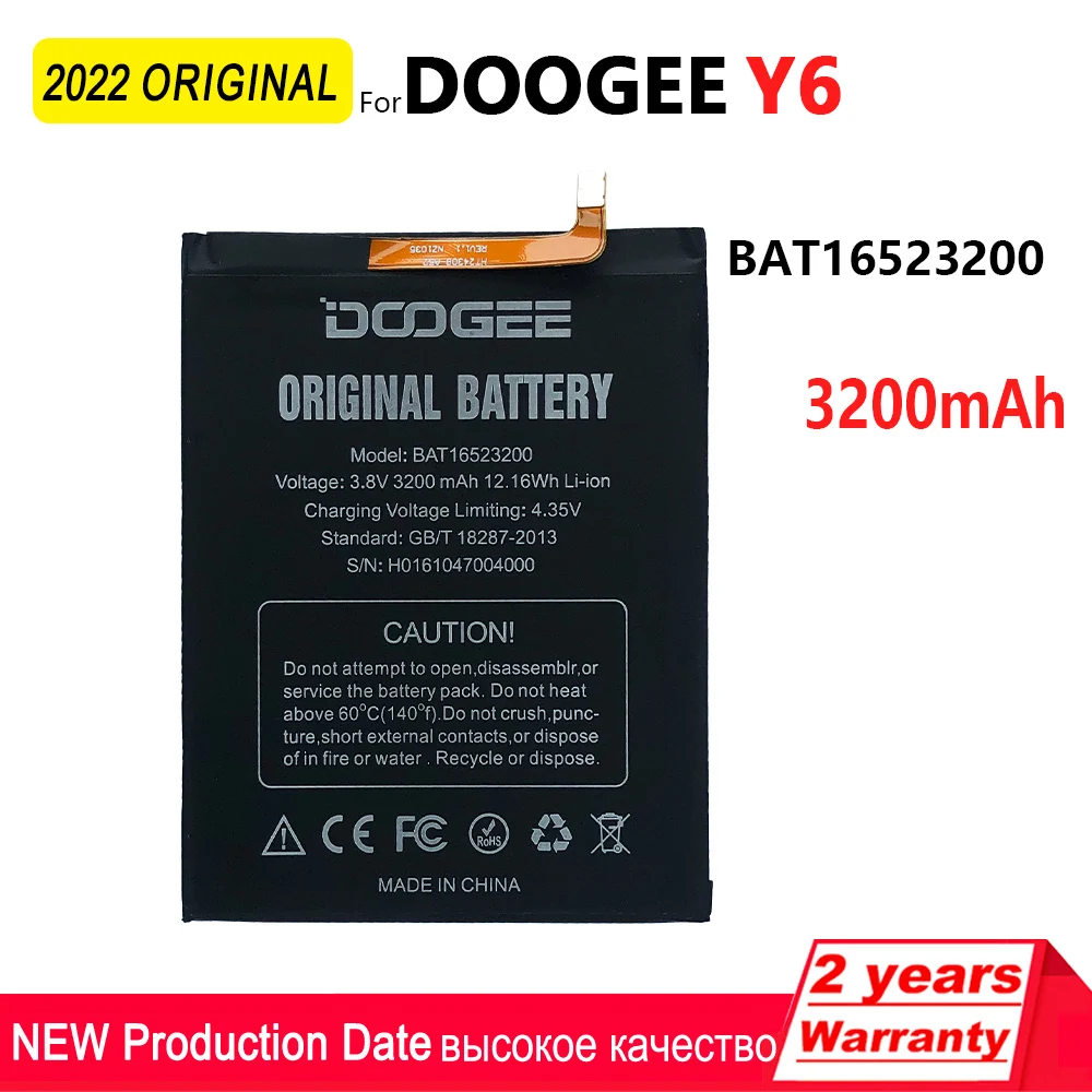 

100% Original 3200mAh BAT16523200 MTK6750 Battery For DOOGEE Y6 Y6C Y6 Phone High quality Batteries With Tracking Number