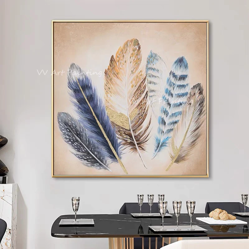 

No Framed On The Sea Handpainted Leather Oil Painting On Canvas Large Handmade Wall Art Modern Home Decoration