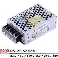 mean well rs 25 series acdc 25w 3 3v 5v 12v 15v 24v 48v single output switching power supply unit