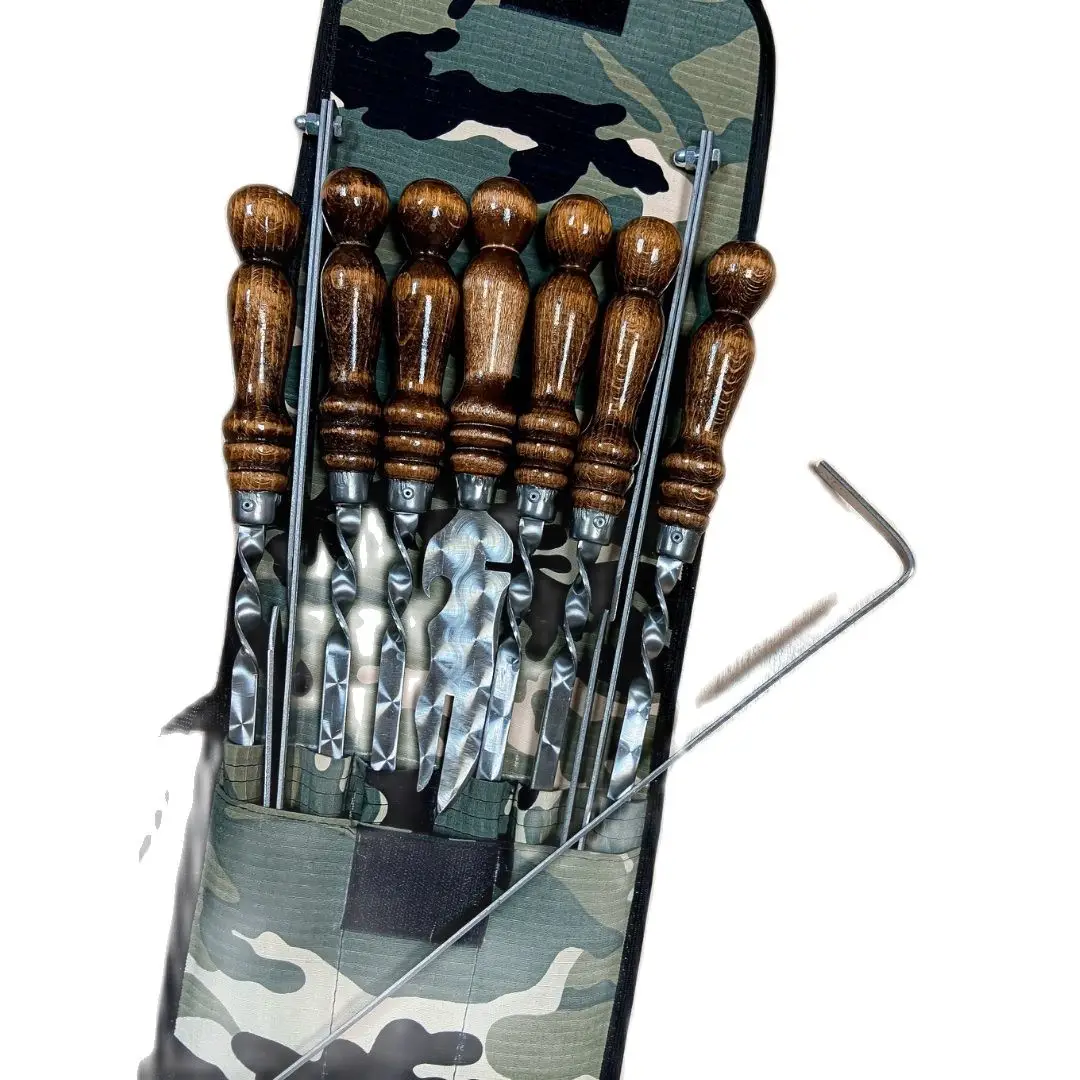 Набор шампуров &quotМечта охотника&quot в чехле с деревянной ручкой 40см 6 шт кочерга