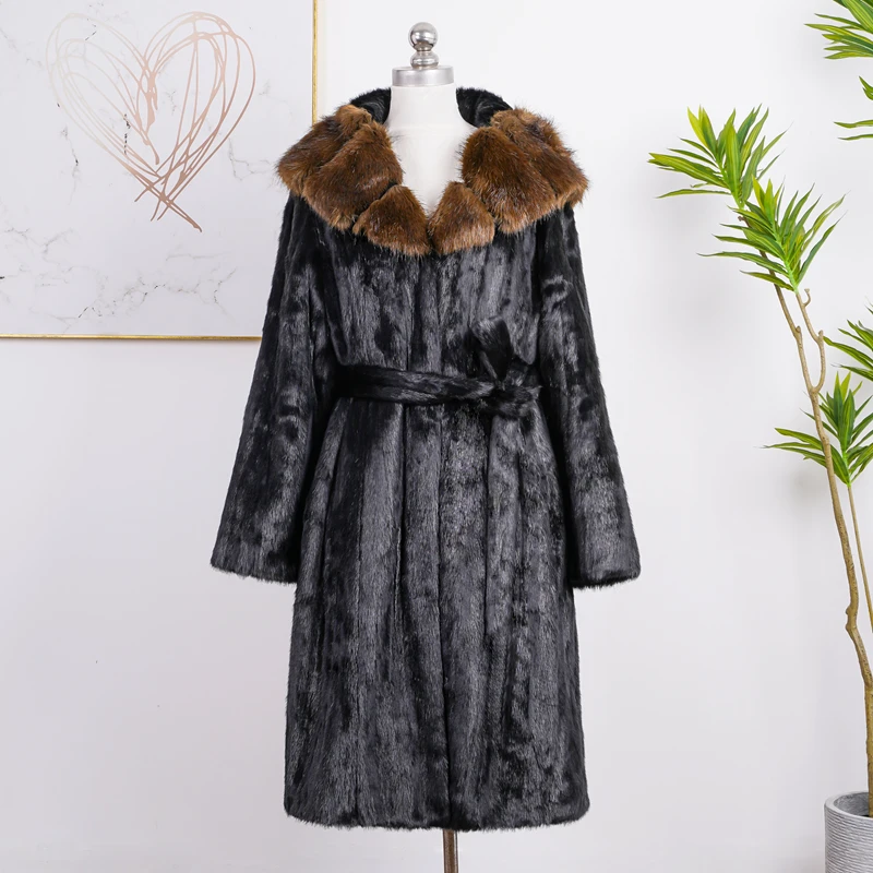 luxury Winter Coats for Women Fashion Faux Fur Warm Jacket Plus Size Long Sleeve Casual Fleece Collar Hooded Overcoat
