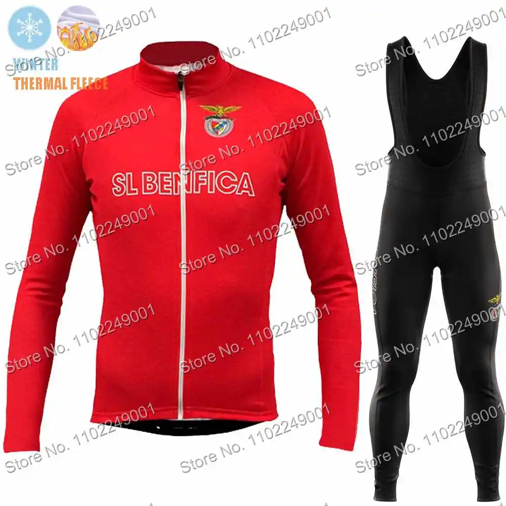 Комплект длиннорукавной майки Benfica Cycling и брюк для велосипеда с термоизоляцией Portugal Pro Team Winter Clothing Men Road Bike Thermal Jacket Bicycle Pants MTB.