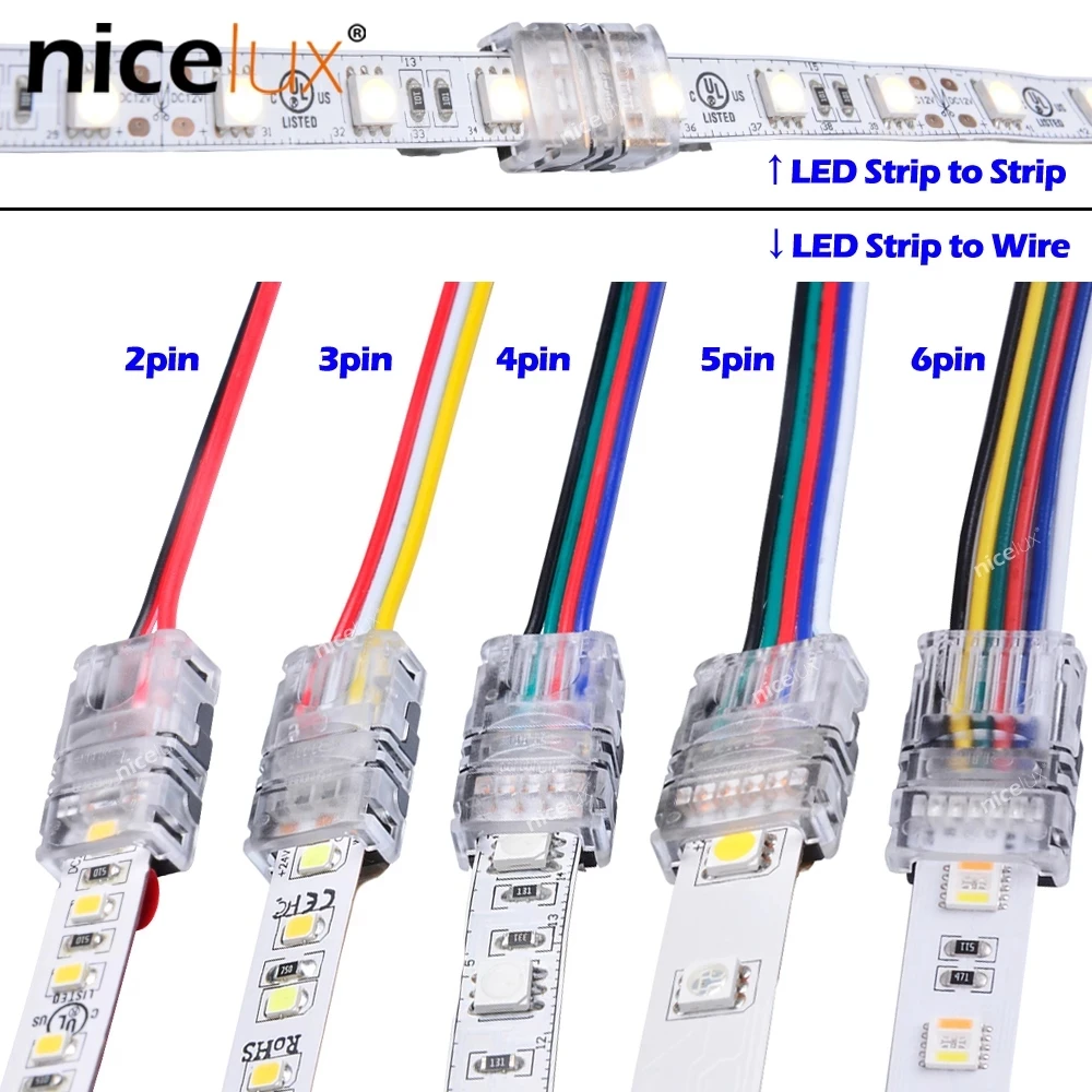 

10pcs 2pin 8mm RGBW COB LED Strip Connector for Single RGBW 3528 5050 WS2812B LED Strip to Wire Strip Connection Terminals