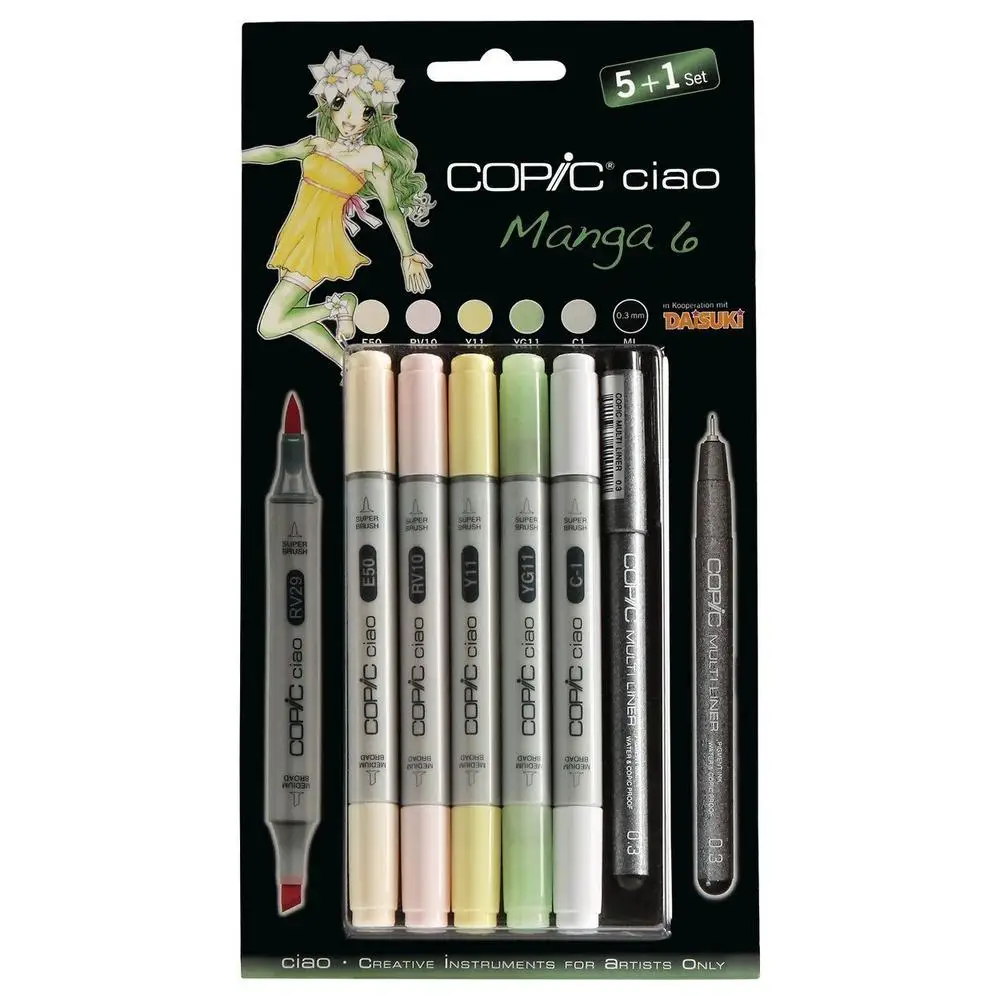 Copic Набор маркеров на спиртовой основе манга 6 5 цветов мультилинер 0.3мм 22075563 -
