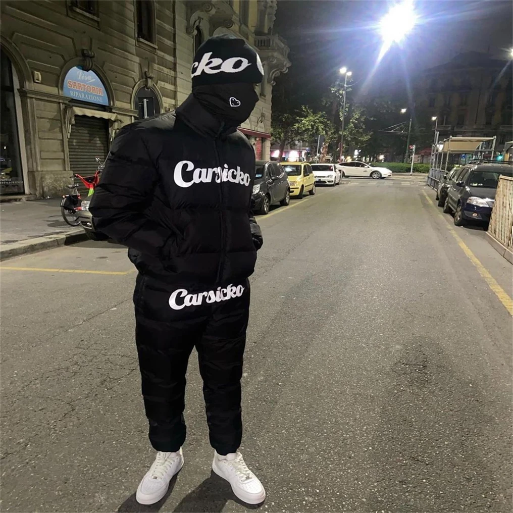 

Дизайнерское пальто Carsicko для мужчин и женщин Y2K, кардиган с логотипом, пуховая куртка, черные высококачественные топы для сохранения тепла в зимний период, европейский размер, искусственная кожа