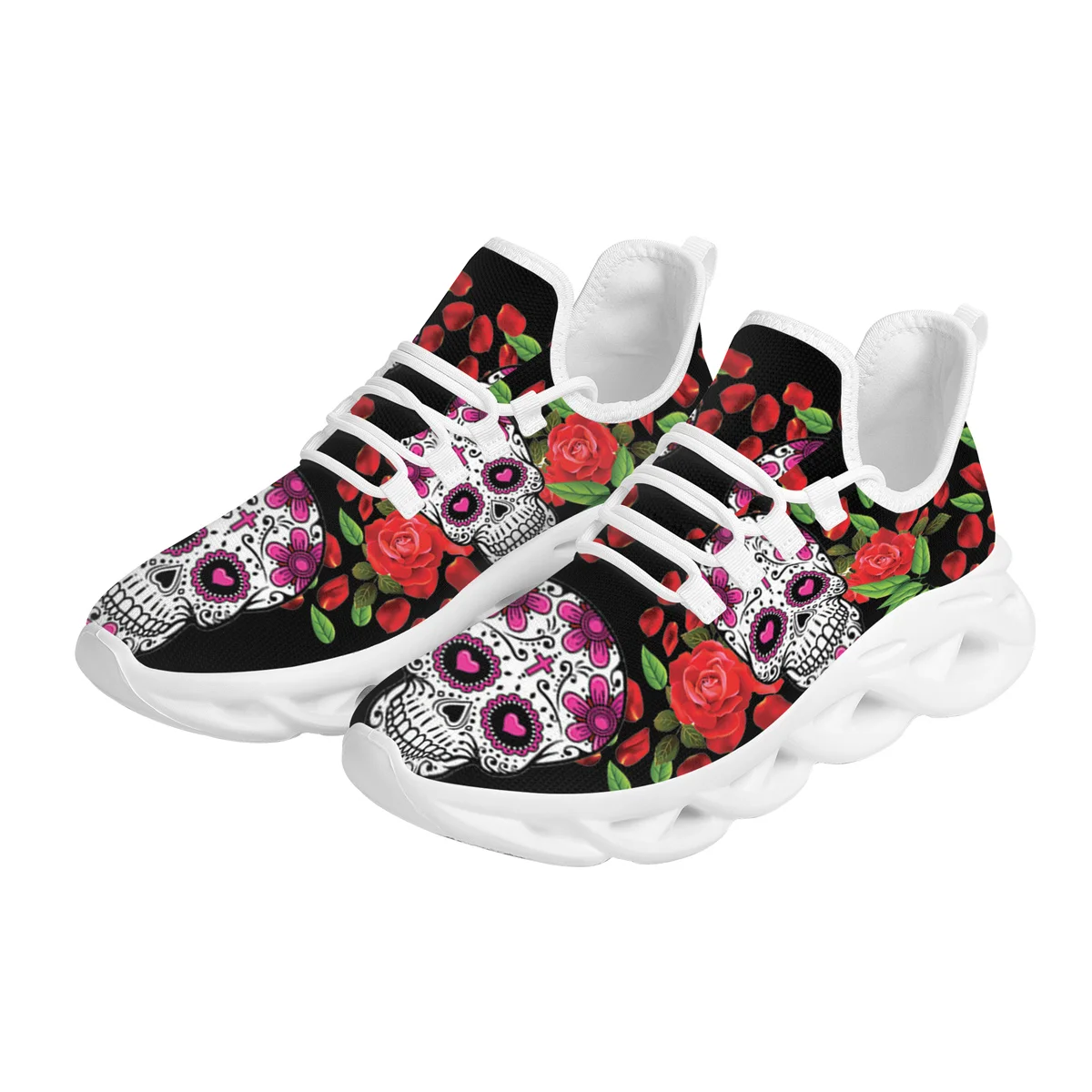 

Doginthehole Ladies Vulcanized Shoes Skull Pattern Autumn Winter Classic Casual Sneakers Comfortable Breathable Flat Shoes