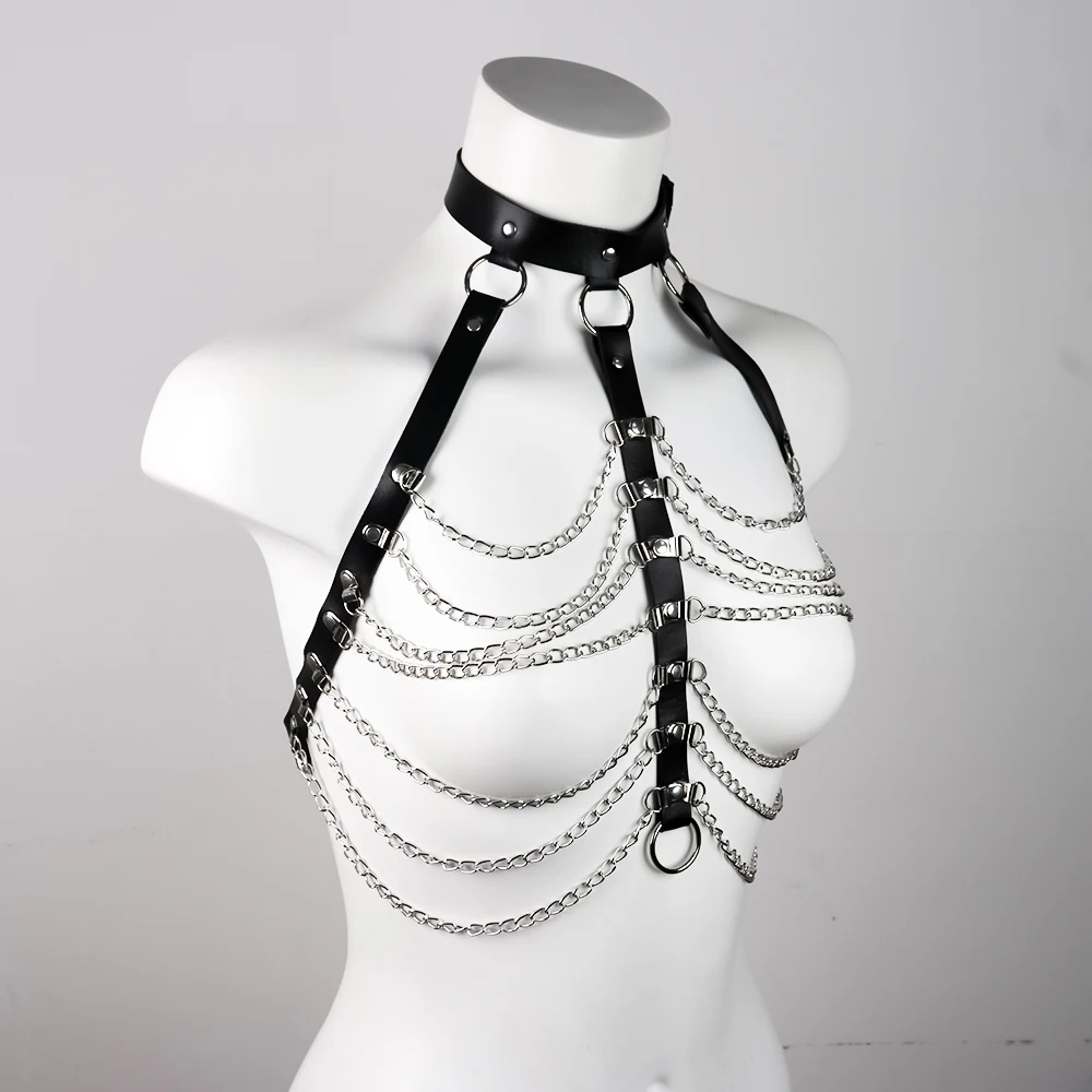 Women Punk Lingerie Harness Bdsm Sexy Leather Bra Garter Belt Full Body Chain Bondage Cage Top Suspenders Harajuku Fetish Straps