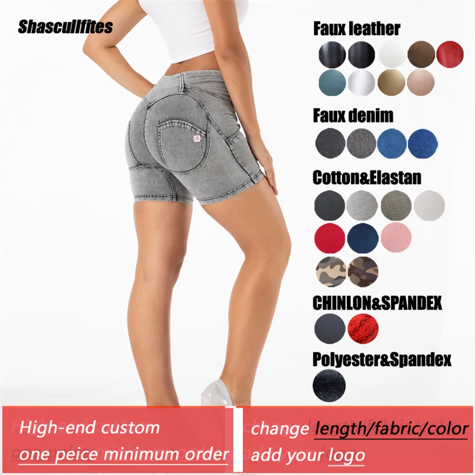 

Женские винтажные джинсовые шорты Shascullfites, черные Стрейчевые зауженные шорты на пуговицах