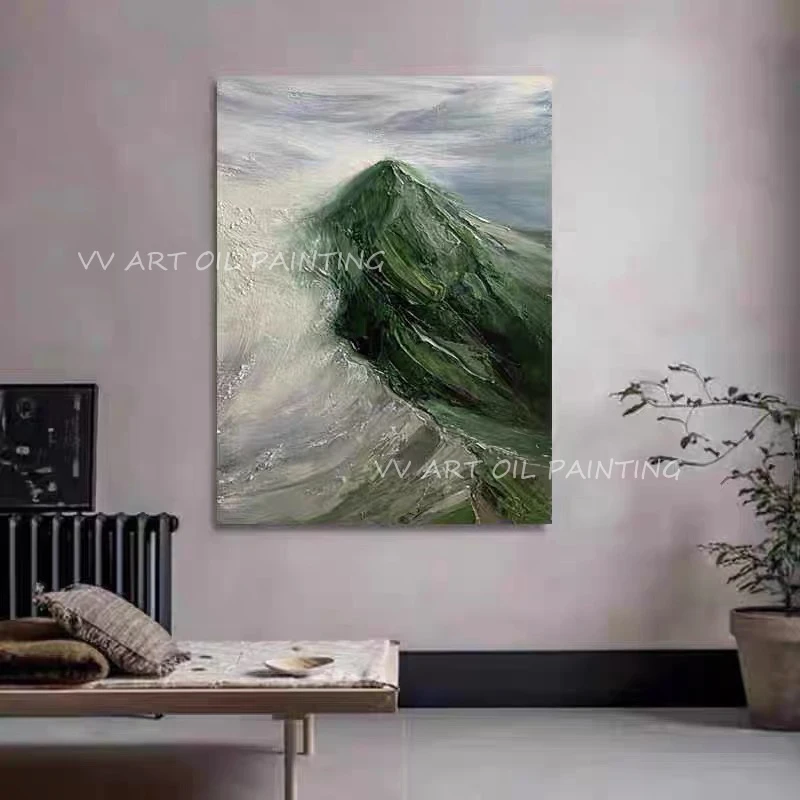 100% г. ручная роспись горный зеленый нож для пикника коричневая картина маслом