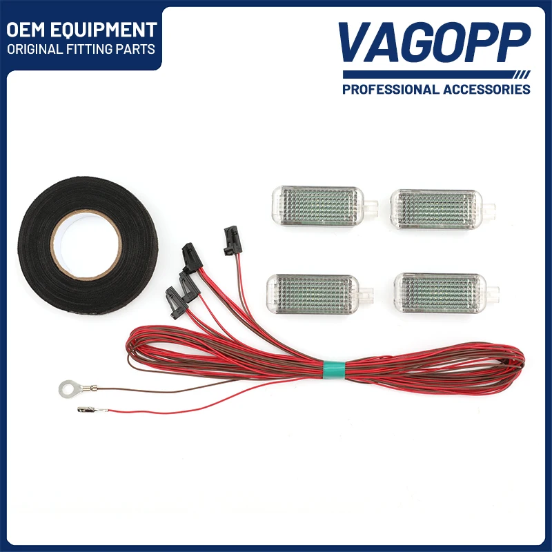 

4Pcs LED Footwell Light Luggage Compartment Glove Box Lamps For VW Golf Polo Passat Tiguan Jetta Caddy UP T5 T6 Touareg Scirocco