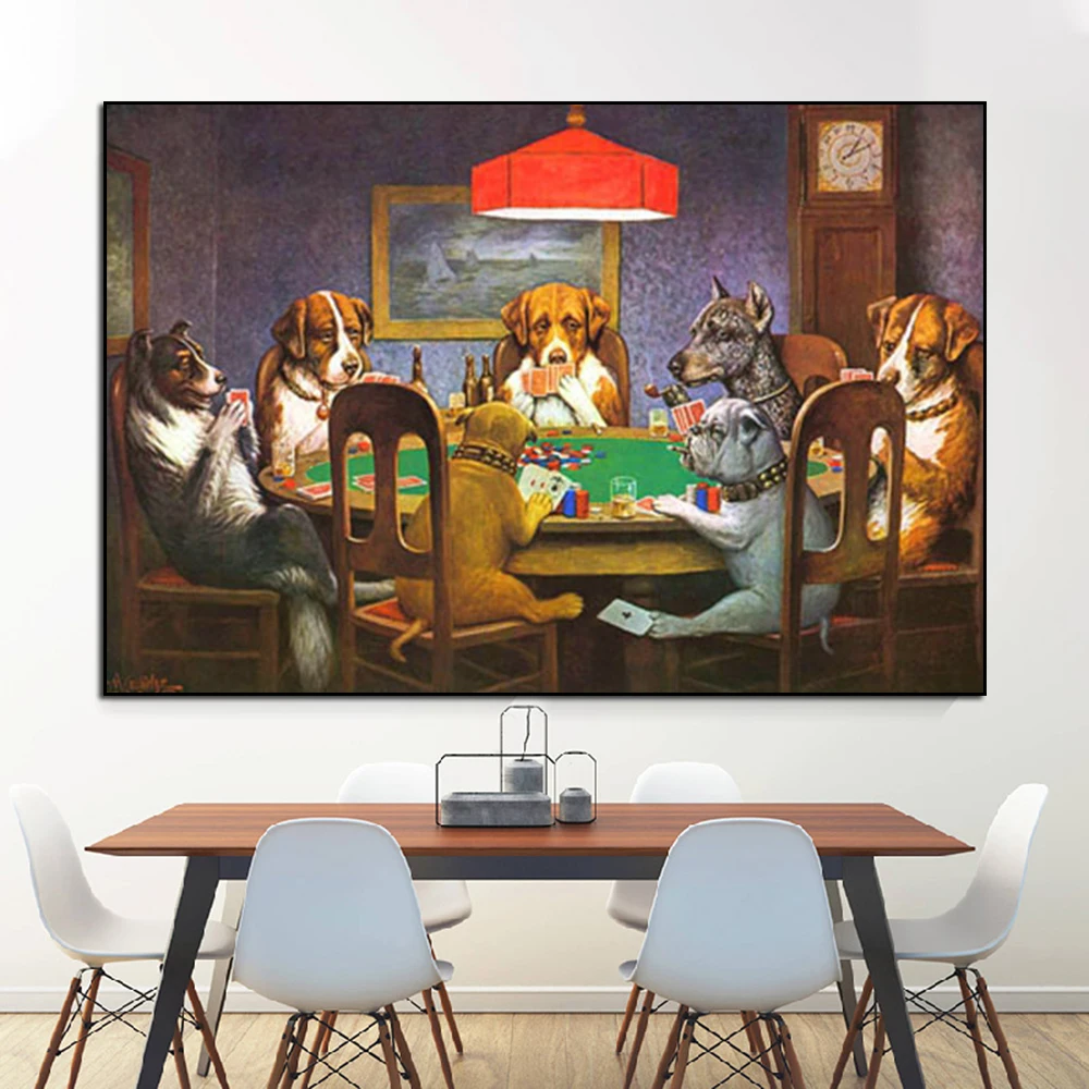 Забавный декор для зоомагазина постер на холсте с изображением собак играющих в