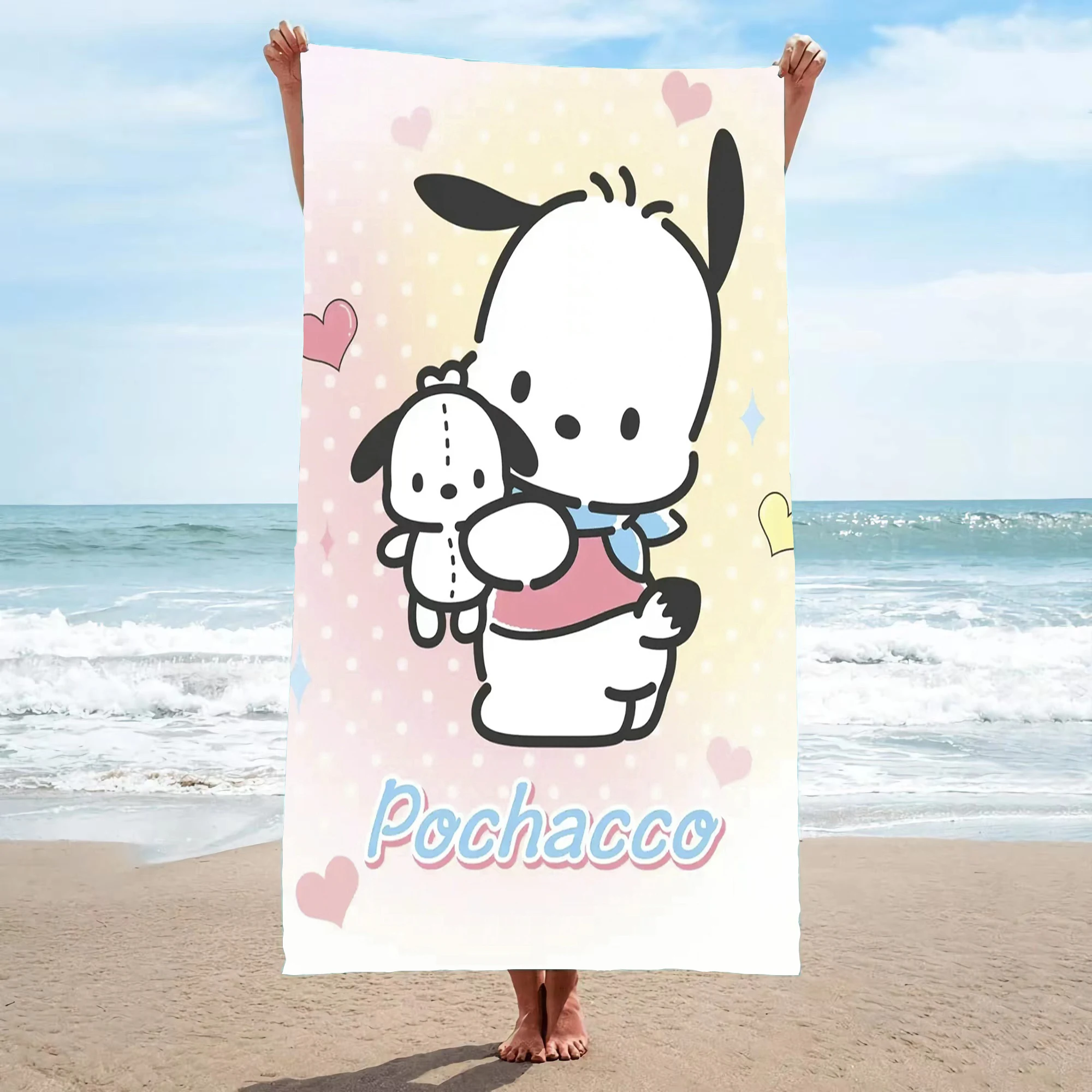 Pachacoo Anime Beach Towel Sanrio Pacha Dog Girl Full Children Hand Shower Travel Towels Bathroom Cartoon Cute Room Decor Bath